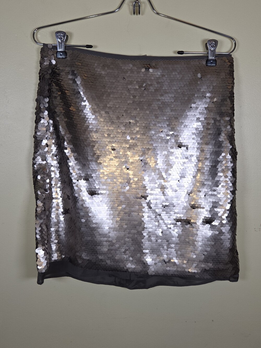 J.CREW NWT Gray Chiffon Lined Sequin Embellished Mini Skirt  Size 4